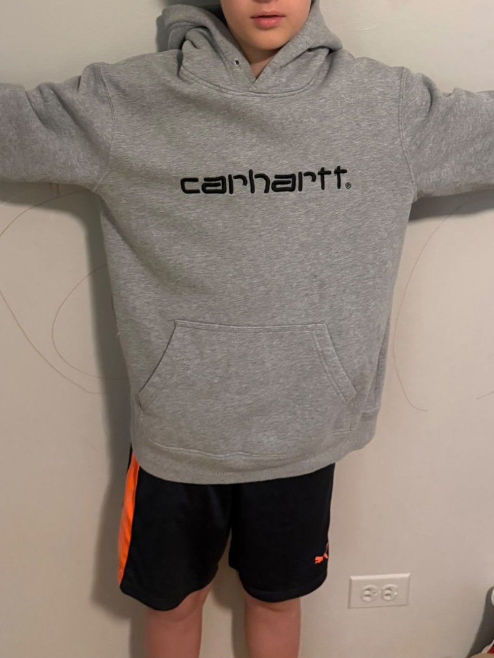 Carhartt WIP Hoodie - Heather Grey - Size M (Fits Adults & Teens)